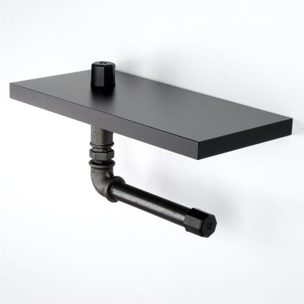 Vécépapír tartó polccal BORU 12x30 cm fekete