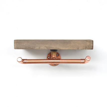 Vécépapír tartó polccal BORU 12x30 cm fenyő/réz