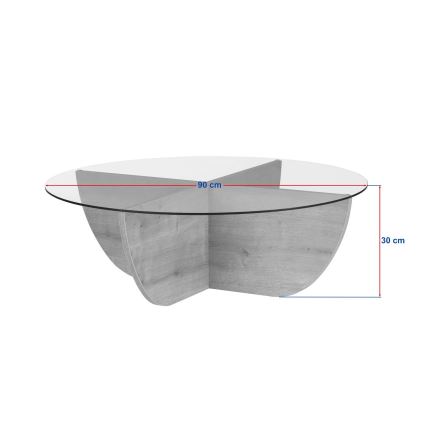 VERE dohányzóasztal, átmérő 90 cm, bézs/átlátszó