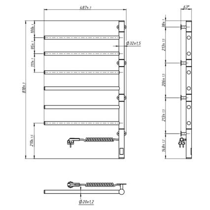 Vertaduro - Elektromos forgatható törölközőszárító termosztáttal ARA 105W/230V 80x49 cm IP44 fehér