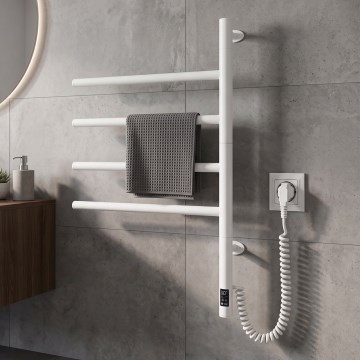 Vertaduro - Elektromos forgatható törölközőszárító termosztáttal ARA 60W/230V 65x49 cm IP44 fehér