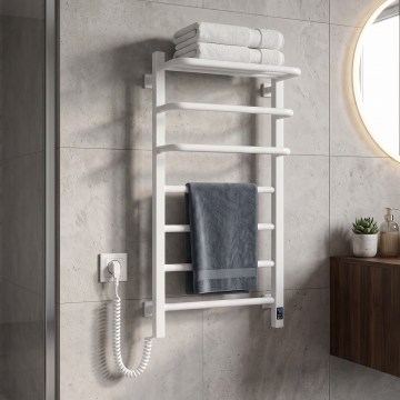 Vertaduro - Elektromos törölközőszárító termosztáttal DOR 155W/230V 80x48 cm IP44 fehér bal oldali