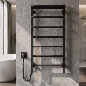Vertaduro - Elektromos törölközőszárító termosztáttal DOR 155W/230V 80x48 cm IP44 fekete balos