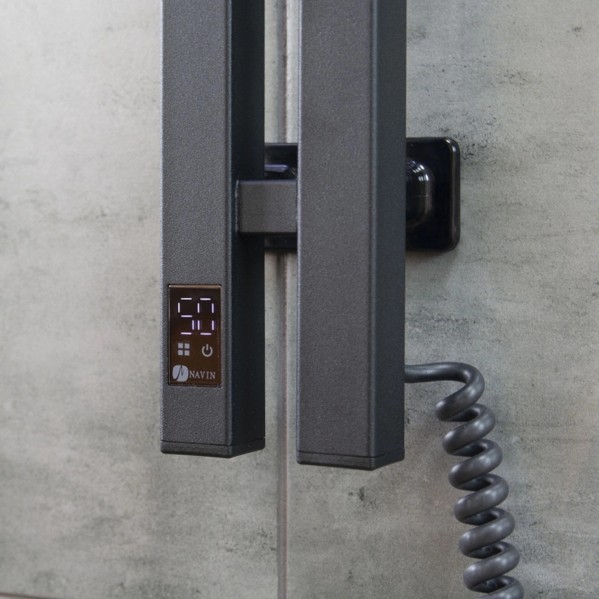 Vertaduro - Elektromos törölközőszárító termosztáttal VEO 106W/230V 150x9 cm IP44 fekete jobb oldali