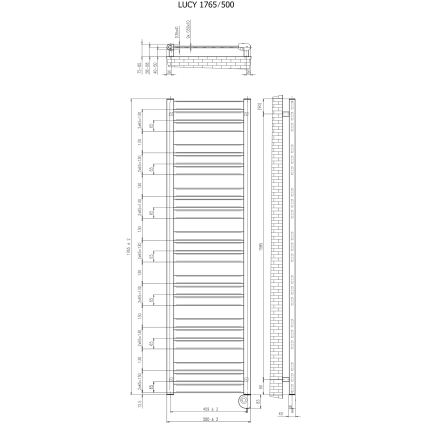 Vertaduro - Fürdőszobai radiátor termosztáttal LUCY 800W 177x50 cm taupe