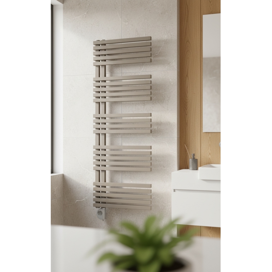 Vertaduro - Fürdőszobai radiátor termosztáttal MICHELLE 600W 129x50 cm taupe