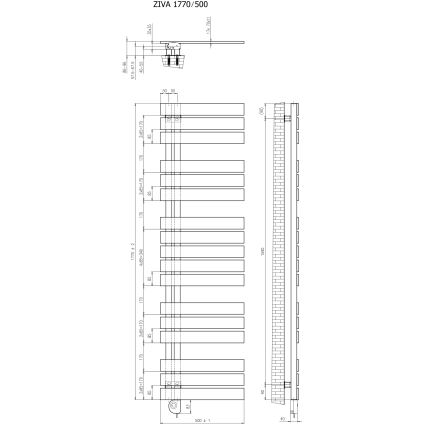 Vertaduro - Fürdőszobai radiátor termosztáttal ZIVA 800W 177x50 cm antracit