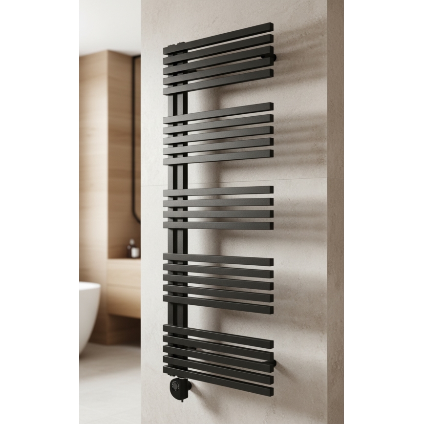 Vertaduro - MICHELLE fürdőszobai törölközőradiátor termosztáttal, 600 W, 129 x 50 cm, antracit