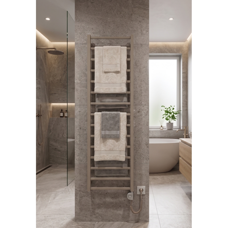 Vertaduro - ZOE fürdőszobai radiátor termosztáttal 400W 186x50 cm taupe