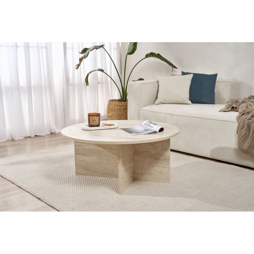 VERUM dohányzóasztal Ø 90 cm, bézs