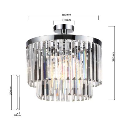 VETRO felületre szerelt mennyezeti csillár 4xE14/40W/230V, fényes króm