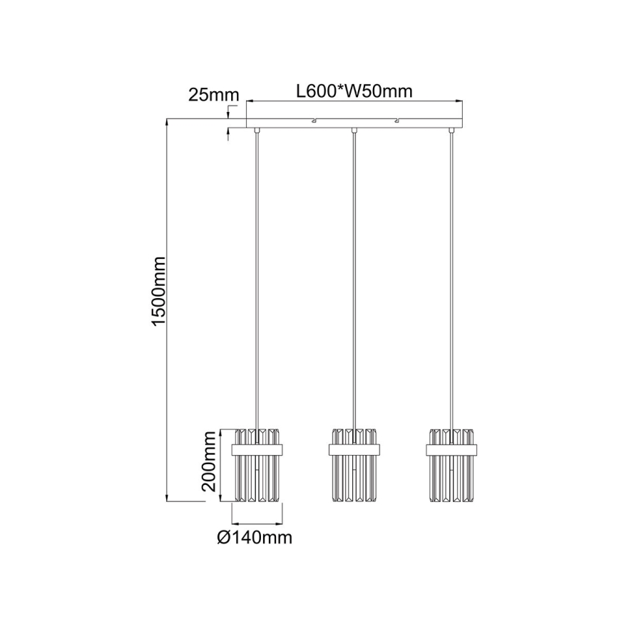VETRO kábeles csillár 3xE14/10W/230V, aranyszínű