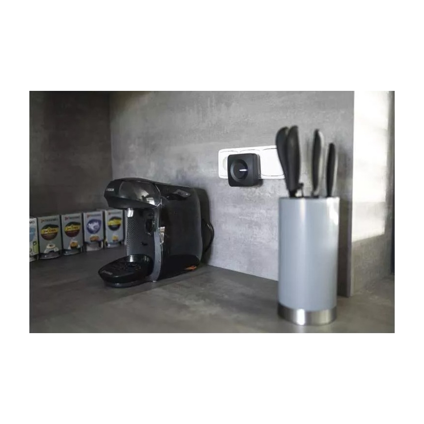 Vezeték nélküli aljzatos ajtócsengő 230V IP44 fekete