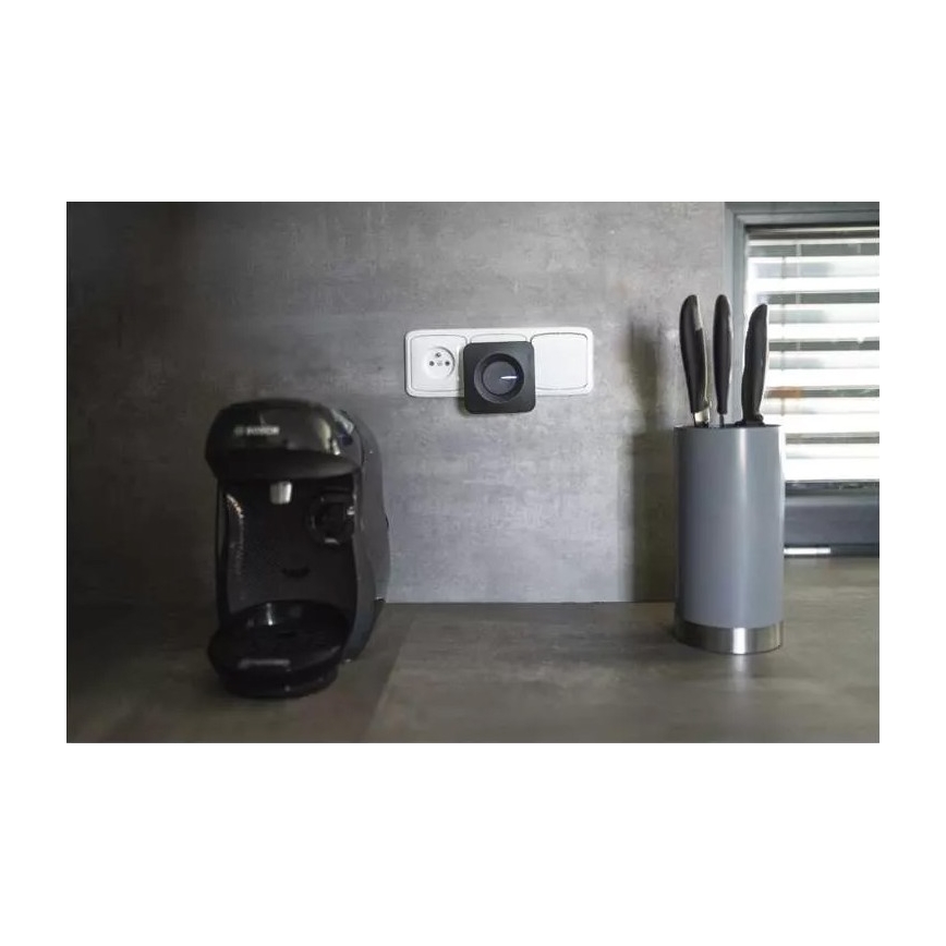 Vezeték nélküli aljzatos ajtócsengő 230V IP44 fekete