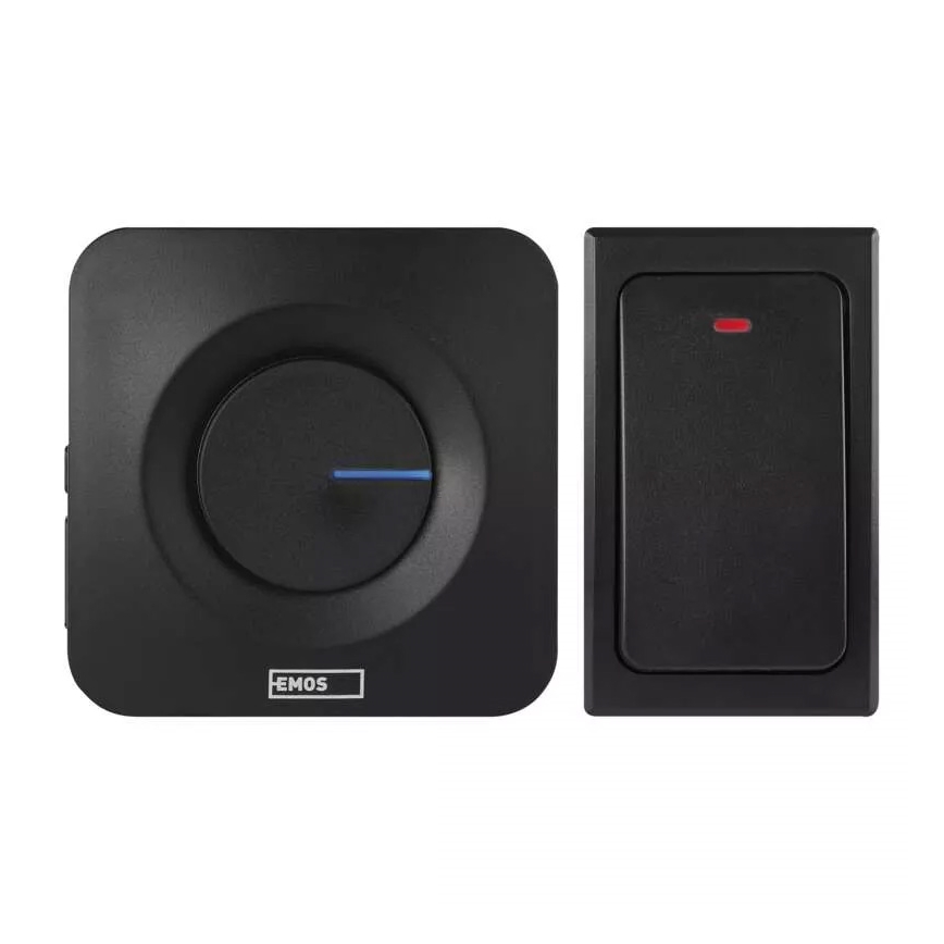 Vezeték nélküli aljzatos ajtócsengő 230V IP44 fekete