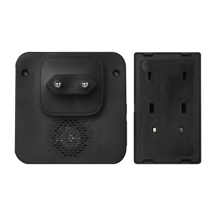 Vezeték nélküli aljzatos ajtócsengő 230V IP44 fekete