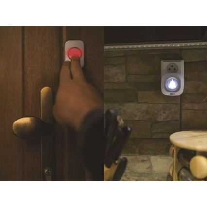 Vezeték nélküli csengő 230V-os konnektorba + 1xCR2032 IP44 fehér