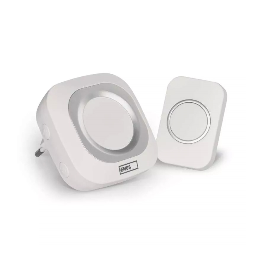 Vezeték nélküli csengő 230V-os konnektorba + 1xCR2032 IP44 fehér