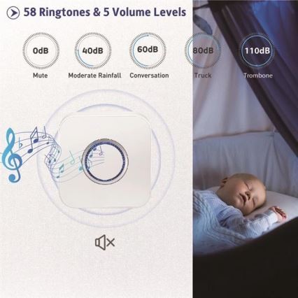 Vezeték nélküli csengő 3xAAA/1xA23 IP55 fehér