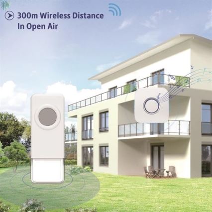 Vezeték nélküli csengő 3xAAA/1xA23 IP55 fehér