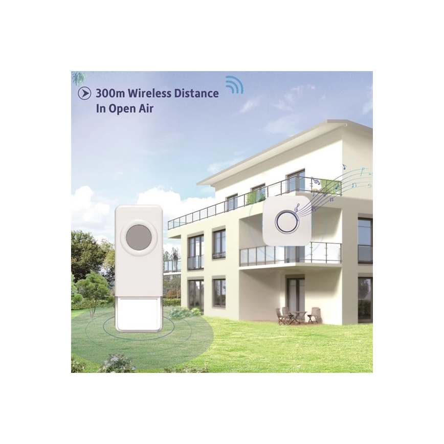 Vezeték nélküli csengő 3xAAA/1xA23 IP55 fehér