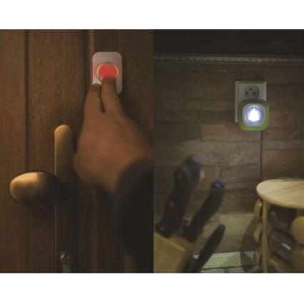 Vezeték nélküli csengő konnektorba 230V + 1xCR2032 IP44 zöld