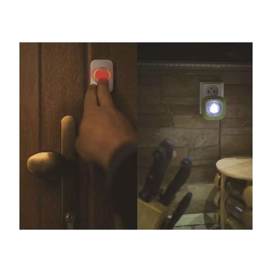 Vezeték nélküli csengő konnektorba 230V + 1xCR2032 IP44 zöld