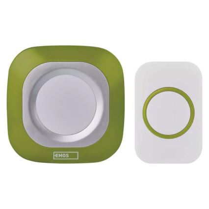 Vezeték nélküli csengő konnektorba 230V + 1xCR2032 IP44 zöld