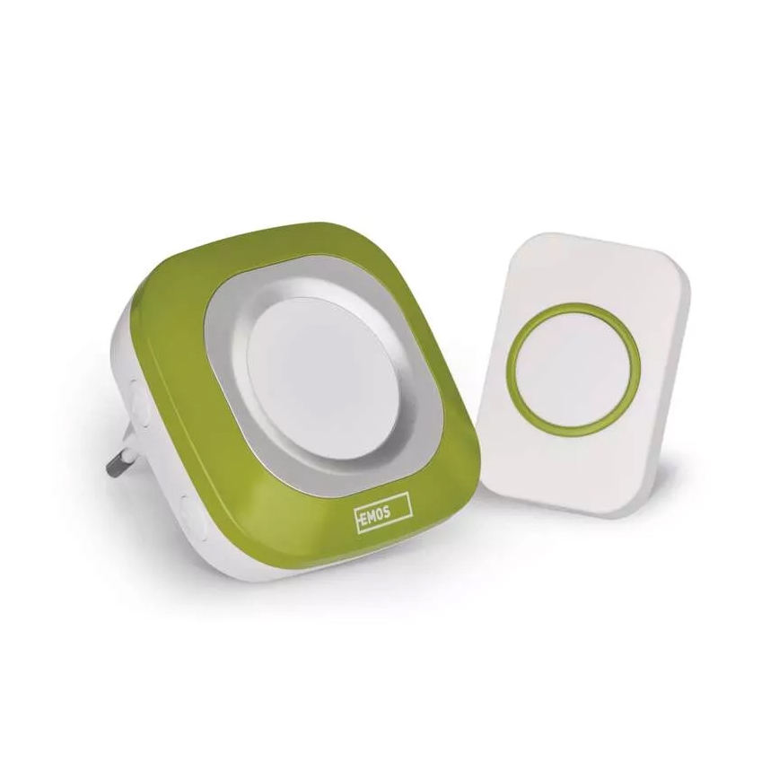 Vezeték nélküli csengő konnektorba 230V + 1xCR2032 IP44 zöld