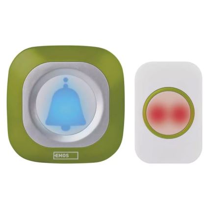 Vezeték nélküli csengő konnektorba 230V + 1xCR2032 IP44 zöld