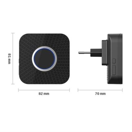 Vezeték nélküli csengő konnektorba kinetikus 230V fekete