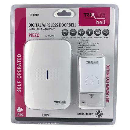 Vezeték nélküli csengő konnektorba PIEZO BELL 230V + 1x23A IP40 fehér