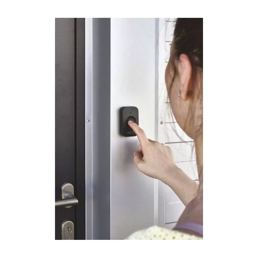 Vezeték nélküli elemes ajtócsengő 3xAAA IP56 fekete