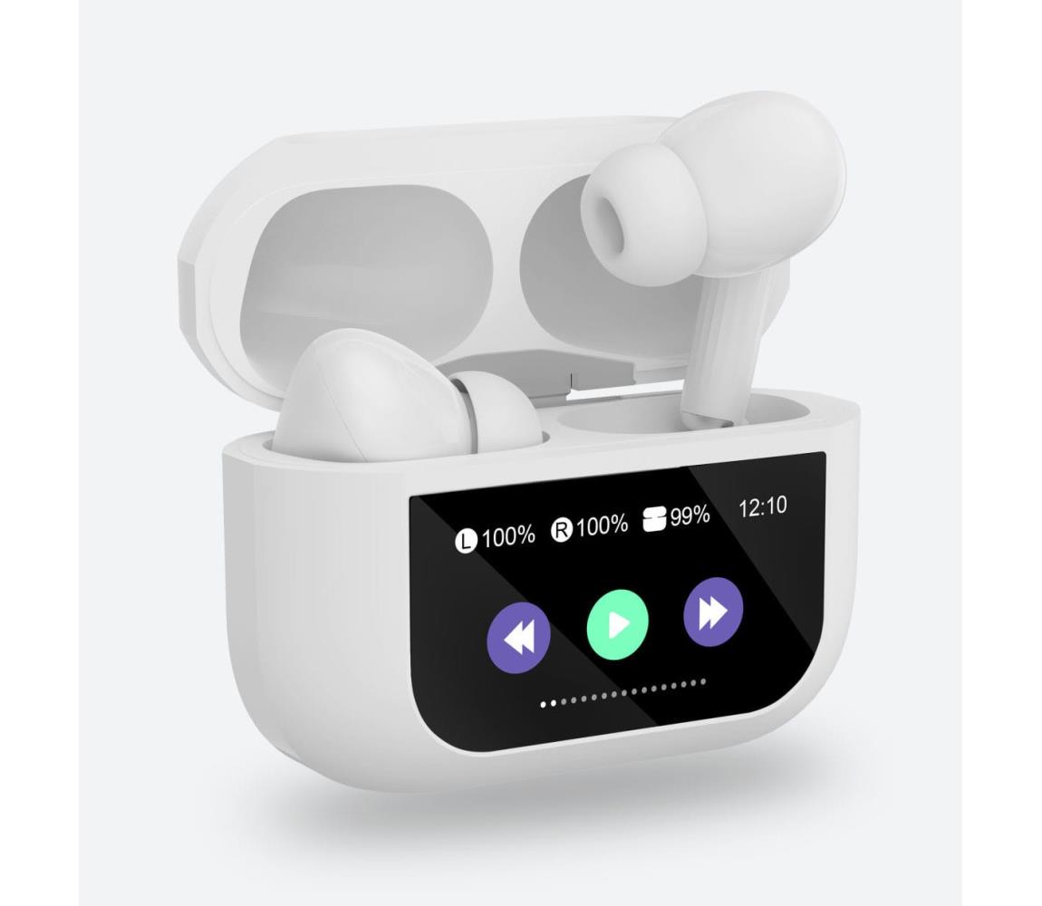 Vezeték nélküli fülhallgató LCD kijelzővel fehér PM1005W