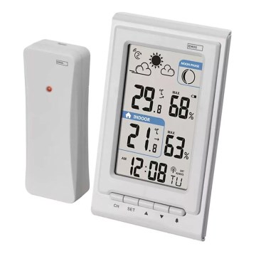 Vezeték nélküli időjárás állomás ébresztőórával 2xAAA + 2xAA fehér