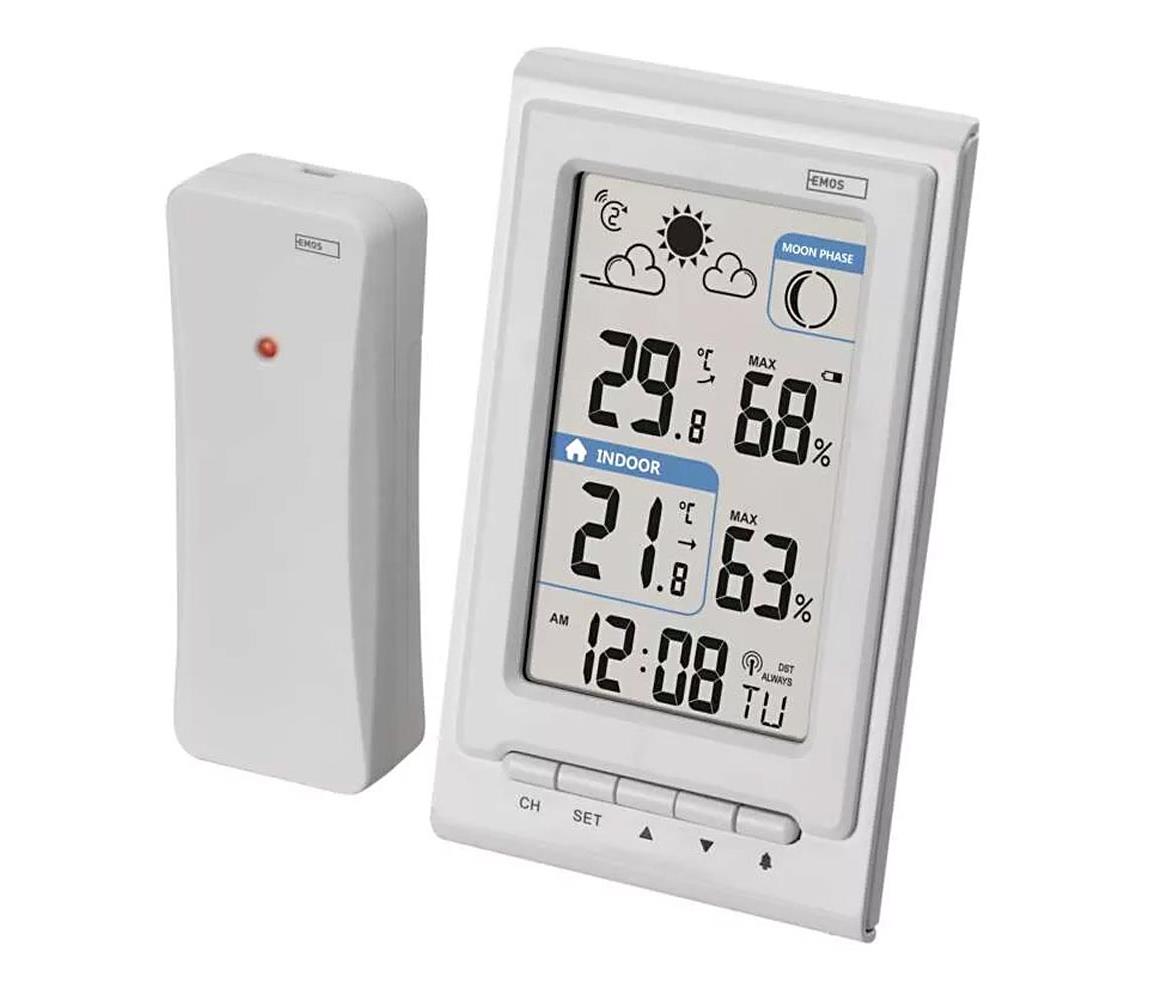 Vezeték nélküli időjárás állomás ébresztőórával 2xAAA fehér E0352