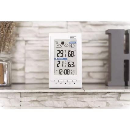 Vezeték nélküli időjárás állomás ébresztőórával 2xAAA + 2xAA fehér