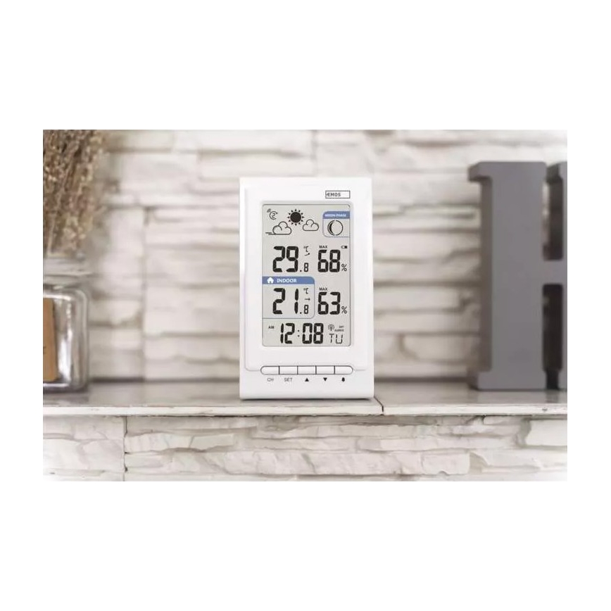 Vezeték nélküli időjárás állomás ébresztőórával 2xAAA + 2xAA fehér