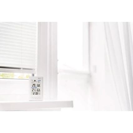 Vezeték nélküli időjárás állomás ébresztőórával 2xAAA + 2xAA fehér