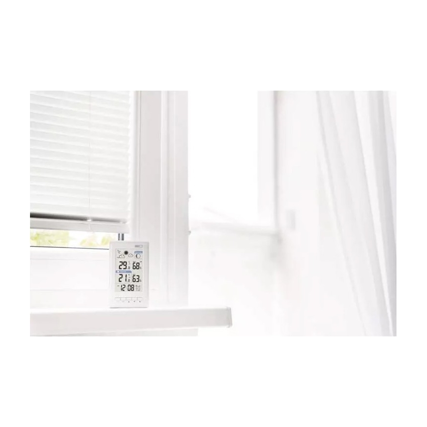 Vezeték nélküli időjárás állomás ébresztőórával 2xAAA + 2xAA fehér