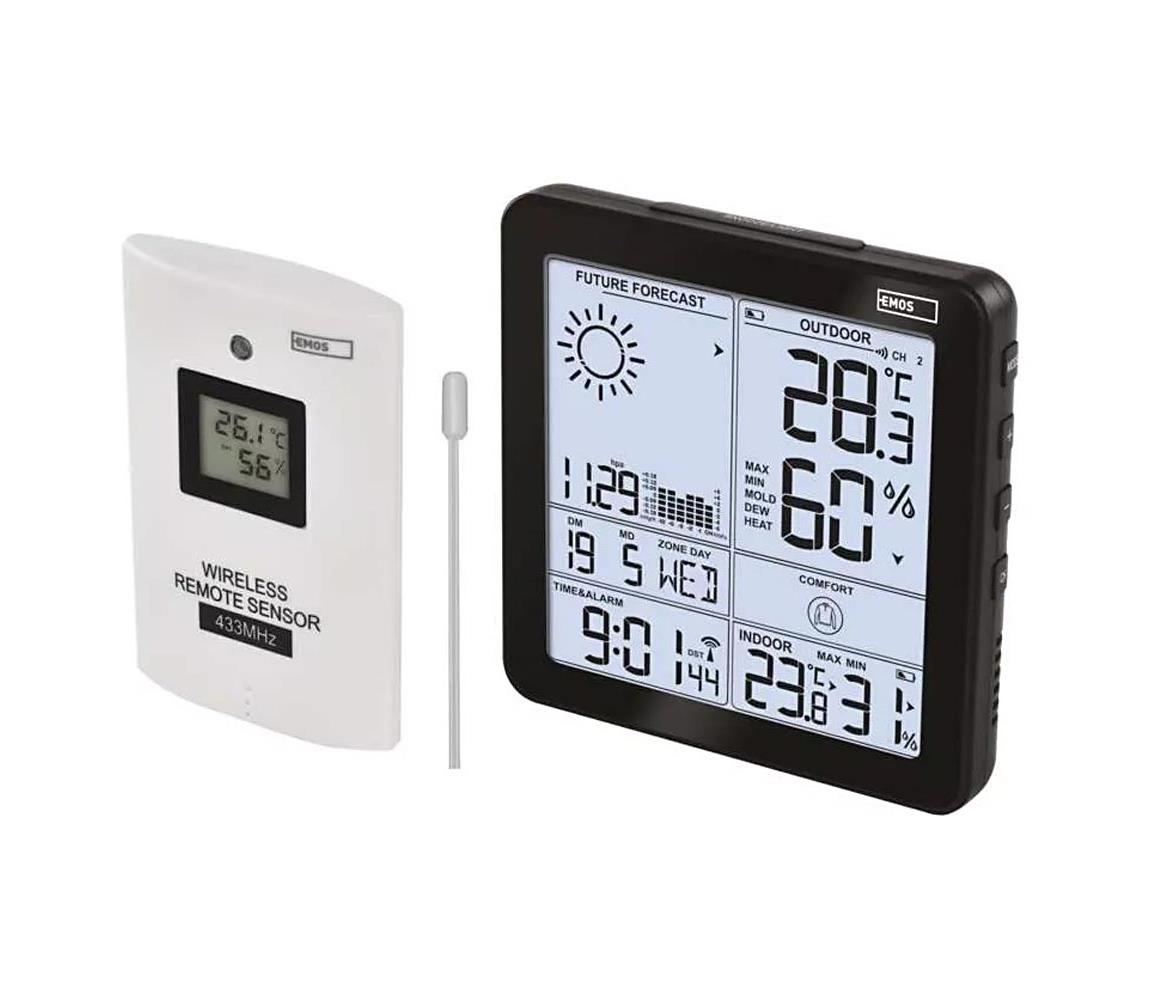 Vezeték nélküli időjárás állomás ébresztőórával 3xAA fekete E5080