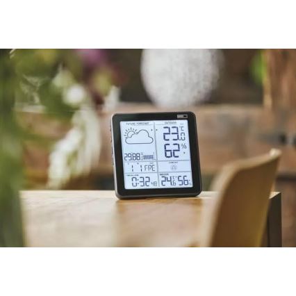 Vezeték nélküli időjárás állomás ébresztőórával 3xAA + 2xAAA fekete