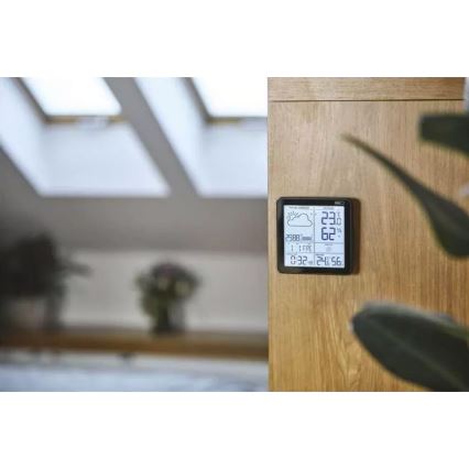 Vezeték nélküli időjárás állomás ébresztőórával 3xAA + 2xAAA fekete