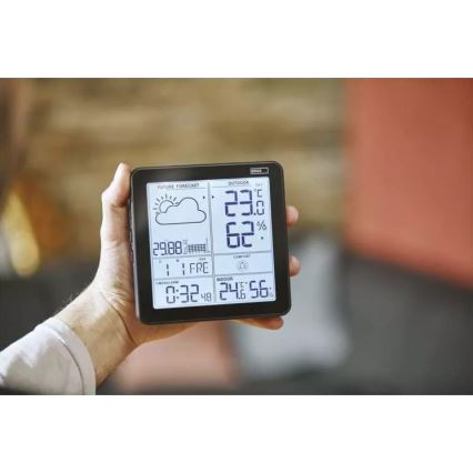 Vezeték nélküli időjárás állomás ébresztőórával 3xAA + 2xAAA fekete