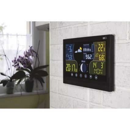 Vezeték nélküli időjárás állomás ébresztőórával 3xAAA/5V + 2xAAA fekete