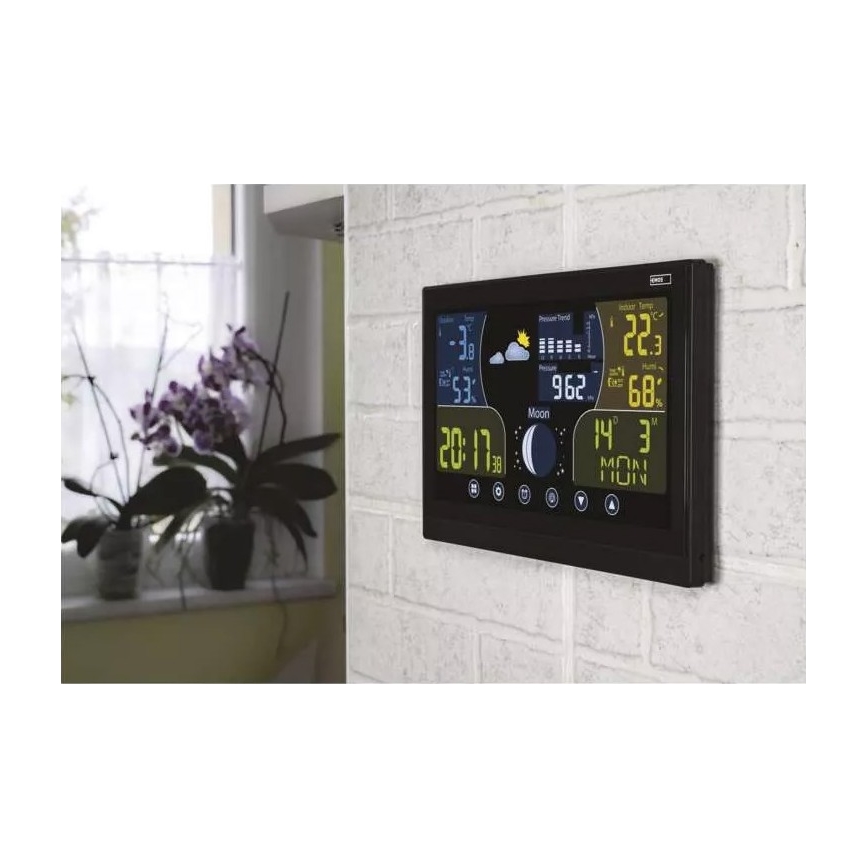 Vezeték nélküli időjárás állomás ébresztőórával 3xAAA/5V + 2xAAA fekete