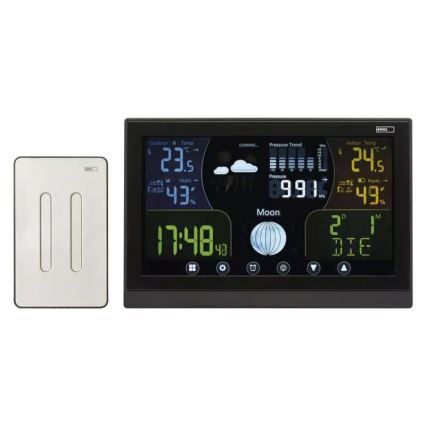 Vezeték nélküli időjárás állomás ébresztőórával 3xAAA/5V + 2xAAA fekete