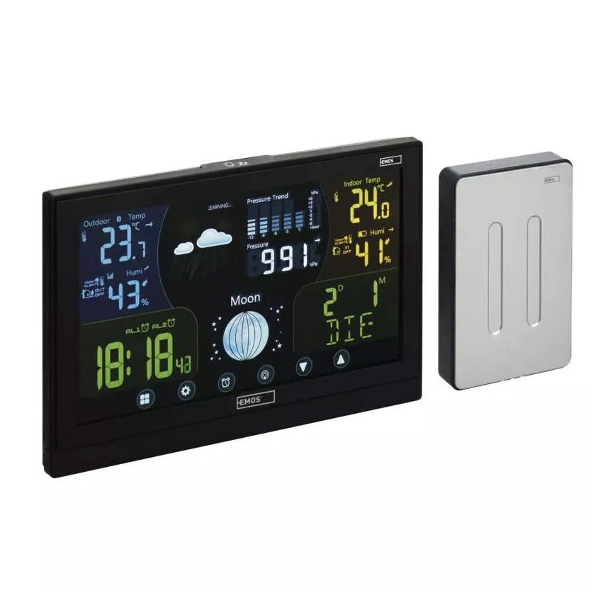 Vezeték nélküli időjárás állomás ébresztőórával 3xAAA/5V + 2xAAA fekete