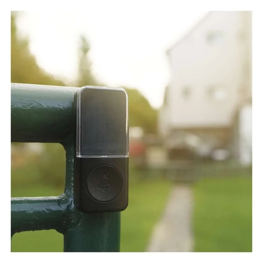 Vezeték nélküli, konnektorba dugható csengő 230V + 1xCR2032, fekete