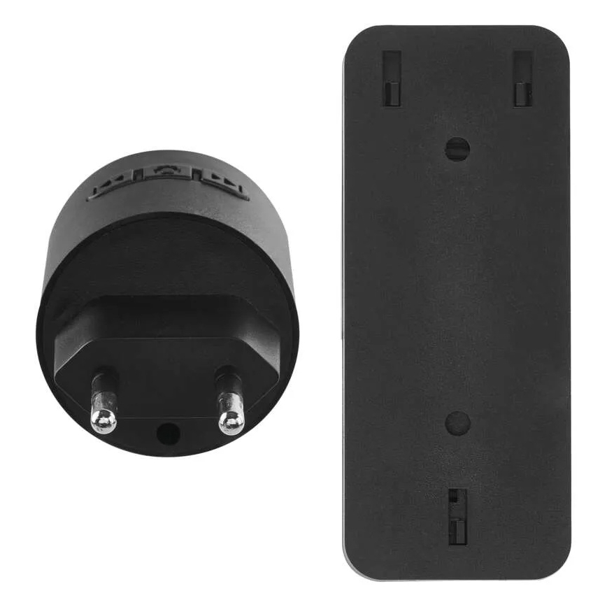 Vezeték nélküli, konnektorba dugható csengő 230V + 1xCR2032, fekete